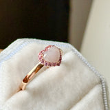 16.8mm A-Grade Natural Pink Heart Jadeite Ring No.162660