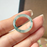 17.8mm A-Grade Natural Floral Jadeite Abacus Ring Band No.162539
