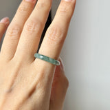 17.8mm A-Grade Natural Floral Jadeite Abacus Ring Band No.162539
