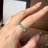 17.8mm A-Grade Natural Floral Jadeite Abacus Ring Band No.162539