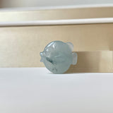 A-Grade Bluish Floral Jadeite Puffer Fish Pendant No. 172569