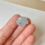A-Grade Bluish Floral Jadeite Puffer Fish Pendant No. 172569