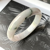 53.9mm A-Grade Natural Light Lavender Green Jadeite Modern Round Bangle No.330089