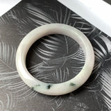 53.9mm A-Grade Natural Light Lavender Green Jadeite Modern Round Bangle No.330089