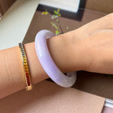 57.6mm A-Grade Natural Lavender Jadeite Modern Round Bangle No.152206