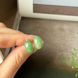 A-Grade Natural Imperial Green Jadeite Cloop Earring Studs No.180878