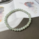 SOLD OUT: 5.7mm A-Grade Natural Light Green Jadeite Beaded Bracelet No.190380