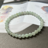 SOLD OUT: 5.7mm A-Grade Natural Light Green Jadeite Beaded Bracelet No.190380