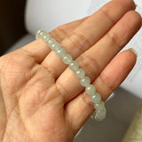 SOLD OUT: 5.7mm A-Grade Natural Light Green Jadeite Beaded Bracelet No.190380