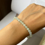 SOLD OUT: 5.7mm A-Grade Natural Light Green Jadeite Beaded Bracelet No.190380