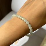 SOLD OUT: 5.7mm A-Grade Natural Light Green Jadeite Beaded Bracelet No.190380