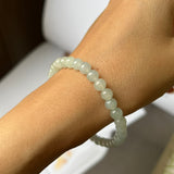 SOLD OUT: 5.7mm A-Grade Natural Light Green Jadeite Beaded Bracelet No.190380