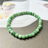 5.4mm A-Grade Natural Moss On Snow Jadeite Beaded Bracelet No.190378