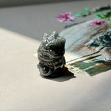 A-Grade Natural Black Jadeite Ancient Lion Pendant No.172707