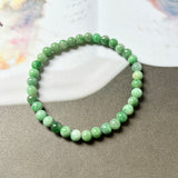 5.4mm A-Grade Natural Moss On Snow Jadeite Beaded Bracelet No.190378