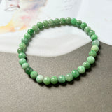 5.4mm A-Grade Natural Moss On Snow Jadeite Beaded Bracelet No.190378