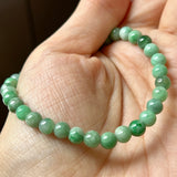 5.4mm A-Grade Natural Moss On Snow Jadeite Beaded Bracelet No.190378