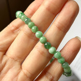 5.4mm A-Grade Natural Moss On Snow Jadeite Beaded Bracelet No.190378