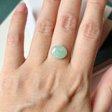 4.73 cts A-Grade Natural Moss On Snow Jadeite Oval Cabochon No.130536