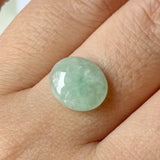 4.73 cts A-Grade Natural Moss On Snow Jadeite Oval Cabochon No.130536