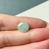4.75 cts A-Grade Natural Moss On Snow Jadeite Oval Cabochon No.130535