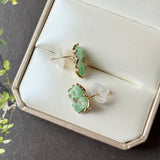 A-Grade Natural Moss On Snow Jadeite Osmantus Flower Stud Earring No. 180881