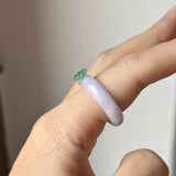 (Custom) 19.1mm A-Grade Natural Lavender Jadeite Joseon Ring (Apple Green Sakura Flower) No.162678