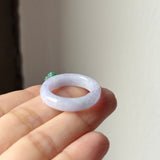 (Custom) 19.1mm A-Grade Natural Lavender Jadeite Joseon Ring (Apple Green Sakura Flower) No.162678