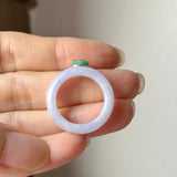 (Custom) 19.1mm A-Grade Natural Lavender Jadeite Joseon Ring (Apple Green Sakura Flower) No.162678