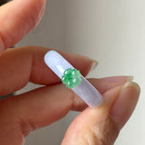 (Custom) 19.1mm A-Grade Natural Lavender Jadeite Joseon Ring (Apple Green Sakura Flower) No.162678