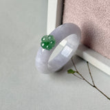 (Custom) 19.1mm A-Grade Natural Lavender Jadeite Joseon Ring (Apple Green Sakura Flower) No.162678