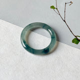 16mm A-Grade Natural Blue Floral Jadeite Slim Cut Ring Band No. 162669