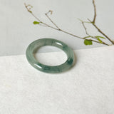 16mm A-Grade Natural Blue Floral Jadeite Slim Cut Ring Band No. 162669