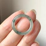 16mm A-Grade Natural Blue Floral Jadeite Slim Cut Ring Band No. 162669