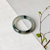 16mm A-Grade Natural Blue Floral Jadeite Slim Cut Ring Band No. 162670