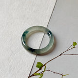 16mm A-Grade Natural Blue Floral Jadeite Slim Cut Ring Band No. 162670