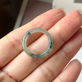 16mm A-Grade Natural Blue Floral Jadeite Slim Cut Ring Band No. 162670