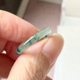 16mm A-Grade Natural Blue Floral Jadeite Slim Cut Ring Band No. 162670