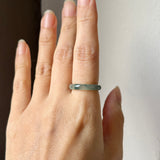 16mm A-Grade Natural Blue Floral Jadeite Slim Cut Ring Band No. 162670