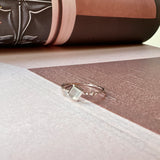 SOLD OUT: 15.5mm Icy A-Grade Natural Jadeite Dainty Bead Ring (Square-Semi Cylinder) No.162403