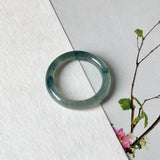 16.1mm A-Grade Natural Blue Floral Jadeite Slim Cut Ring Band No. 162671