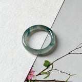 16.1mm A-Grade Natural Blue Floral Jadeite Slim Cut Ring Band No. 162671