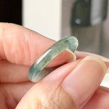 16.1mm A-Grade Natural Blue Floral Jadeite Slim Cut Ring Band No. 162671
