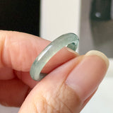 16.1mm A-Grade Natural Blue Floral Jadeite Slim Cut Ring Band No. 162671