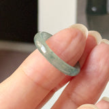 16.1mm A-Grade Natural Blue Floral Jadeite Slim Cut Ring Band No. 162671