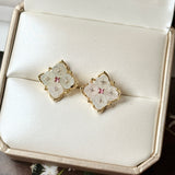 Icy A-Grade Natural Jadeite Osmantus Flower Stud Earring No. 180883
