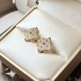 Icy A-Grade Natural Jadeite Osmantus Flower Stud Earring No. 180883