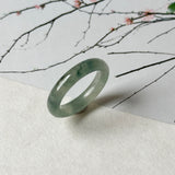 17mm A-Grade Natural Blue Floral Jadeite Slim Cut Ring Band No. 162673