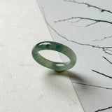 17mm A-Grade Natural Blue Floral Jadeite Slim Cut Ring Band No. 162673