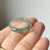 17mm A-Grade Natural Blue Floral Jadeite Slim Cut Ring Band No. 162673